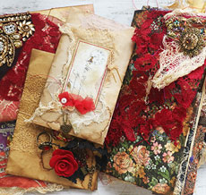 journal with red lace and roses