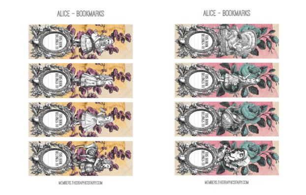 Alice in Wonderland Collage bookmarks