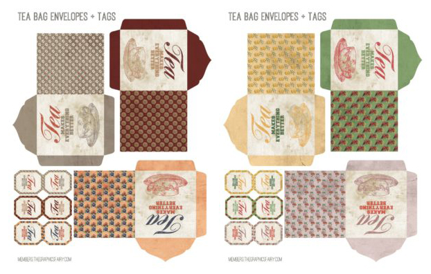 Tea Bag envelopes with teacups