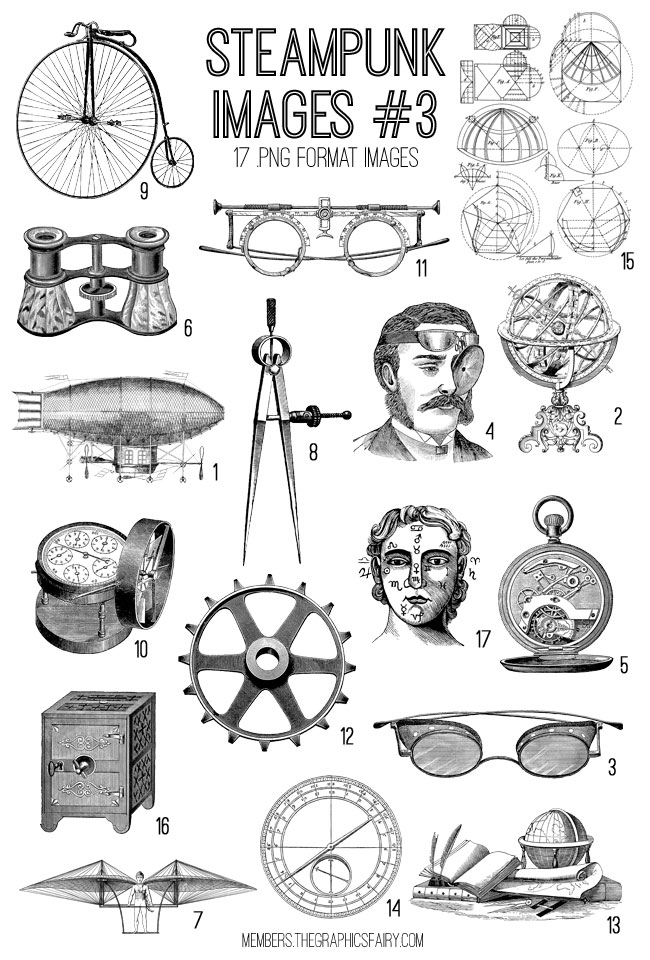 Steampunk collage with people and goggles
