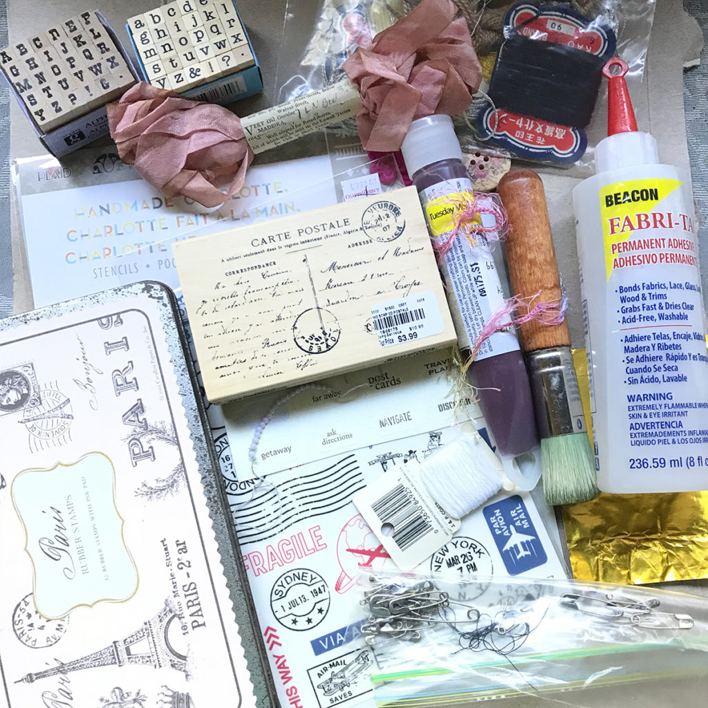 Junk Journal Supplies with glues and papers