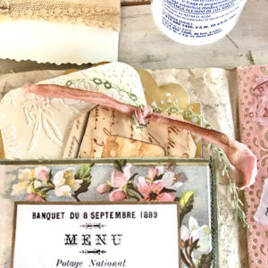 vintage menu, with papers and glue