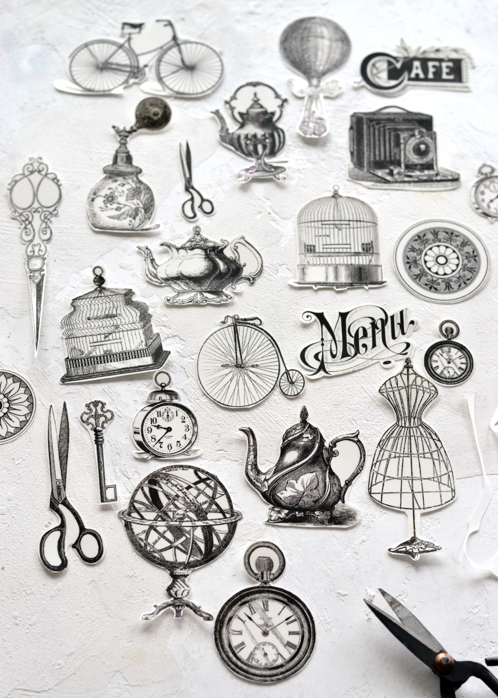 63 Vintage Black And White Aesthetic Stickers For Journal For DIY