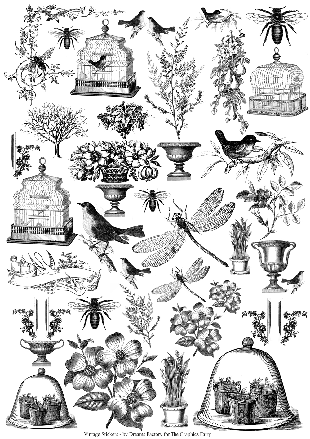 Vintage stickers with nature theme