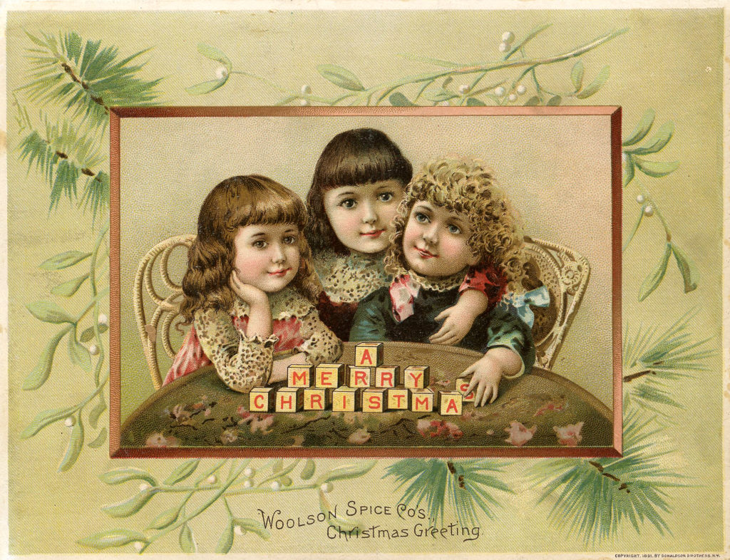 Christmas Children with Blocks Woolson Spice