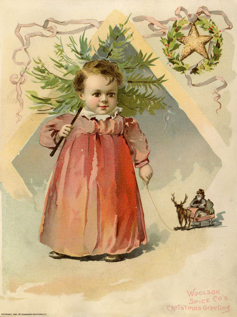 Victorian Child with Christmas Tree Picture