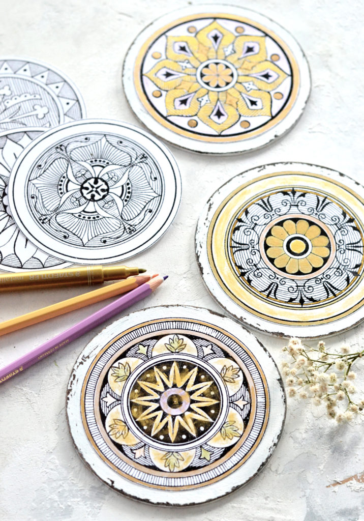 DIY Antique Adult Coloring Medallions & free printable!