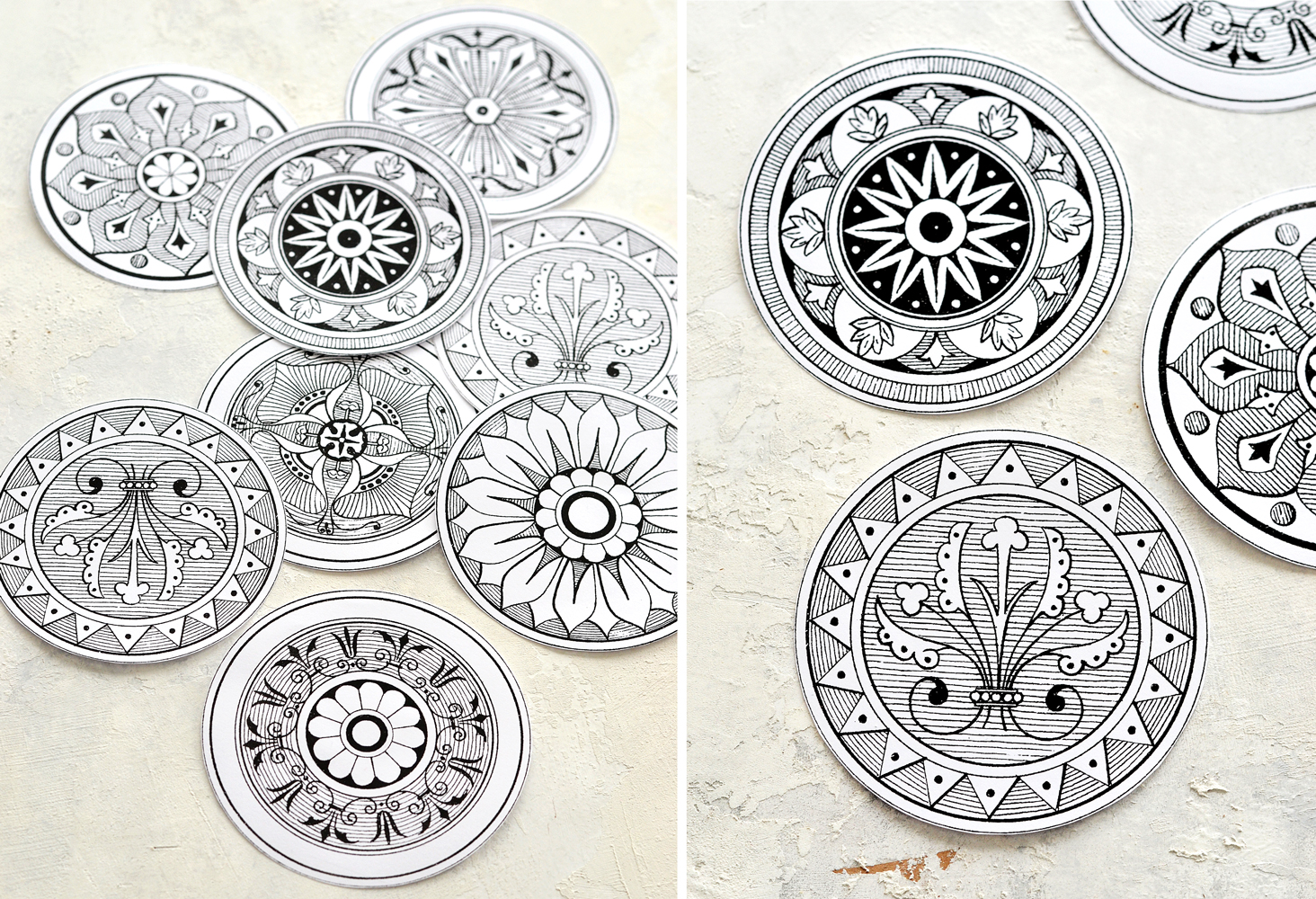 Download DIY Antique Adult Coloring Medallions & free printable!