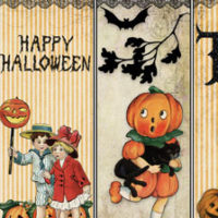 Halloween collage with pumpkins and kids