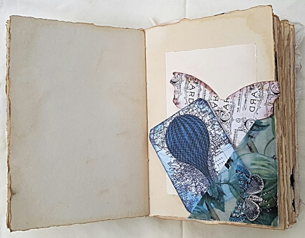 Junk Journal Pocket with Mini Accordion Book and Butterfly