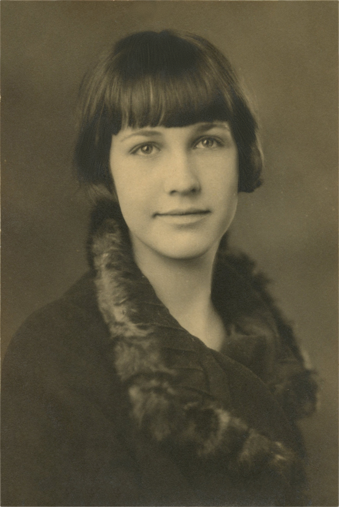 Vintage Photo of woman with bangs and fur collar