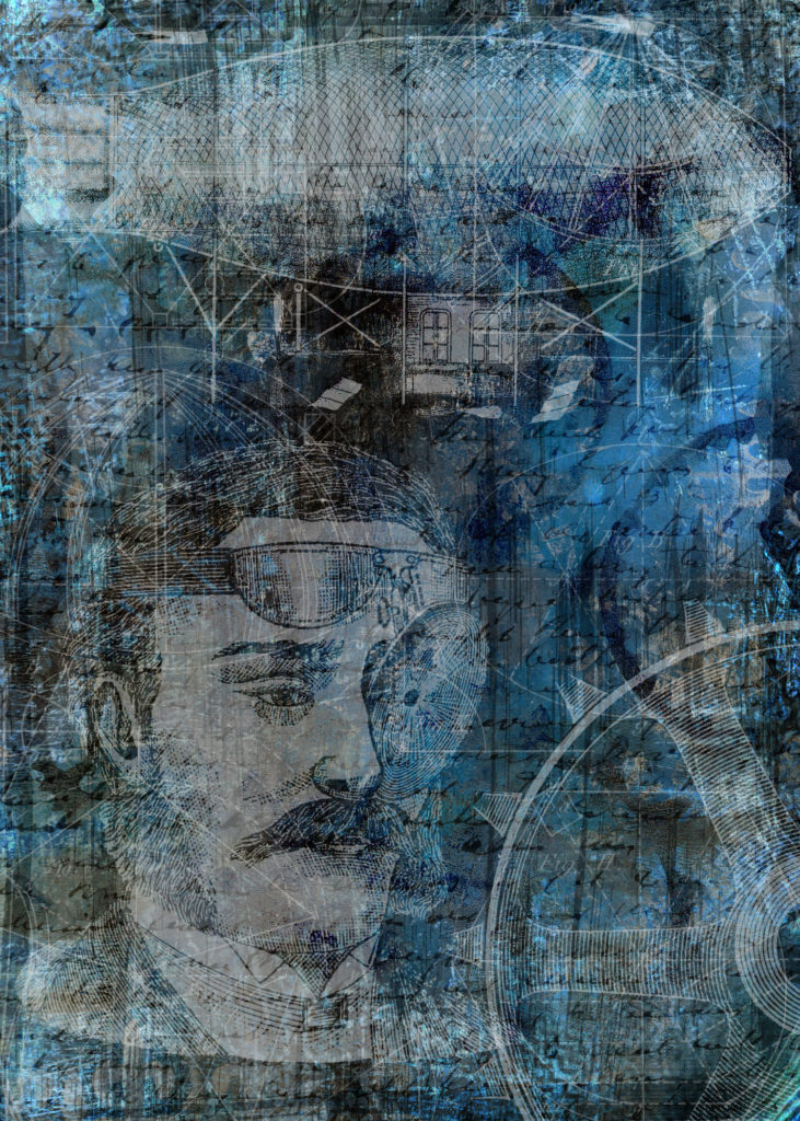 Blue Steampunk background with Photoshop Elements