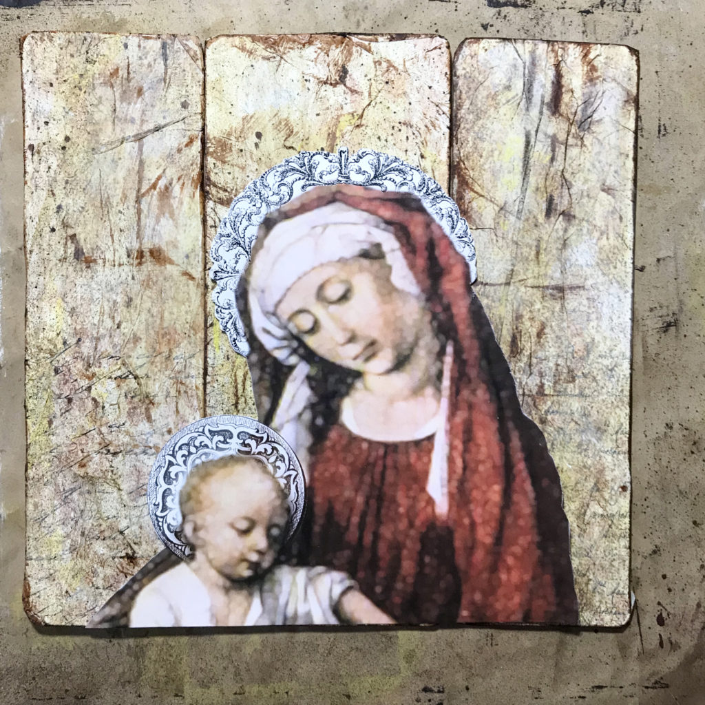 Panels Dry Fit the Madonna Image to the Background