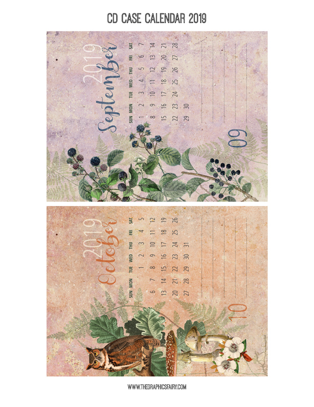 2018 Calendar pages with birds and flowers