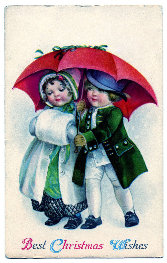 Christmas Kids with Umbrella Image