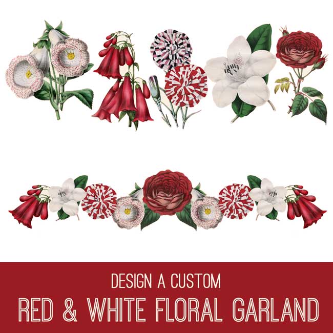 Red and White flowers garland
