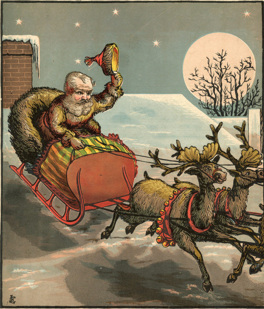Santa on roof with Reindeer image