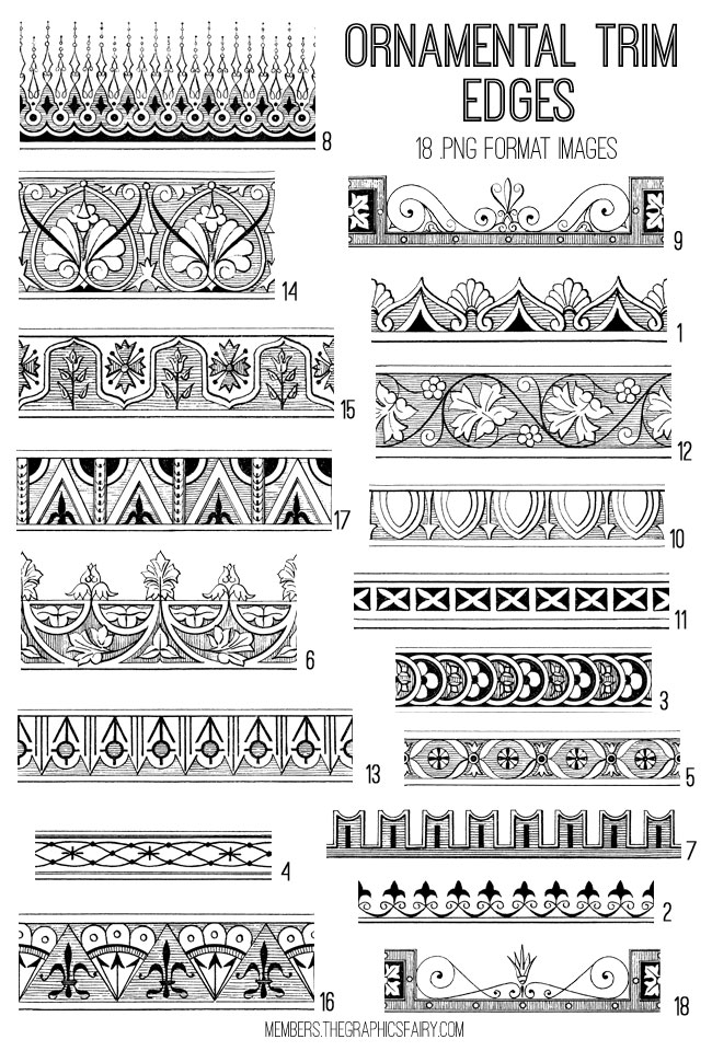black and white ornamental trim collage