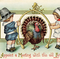 Thanksgiving turkey with children and wishbone