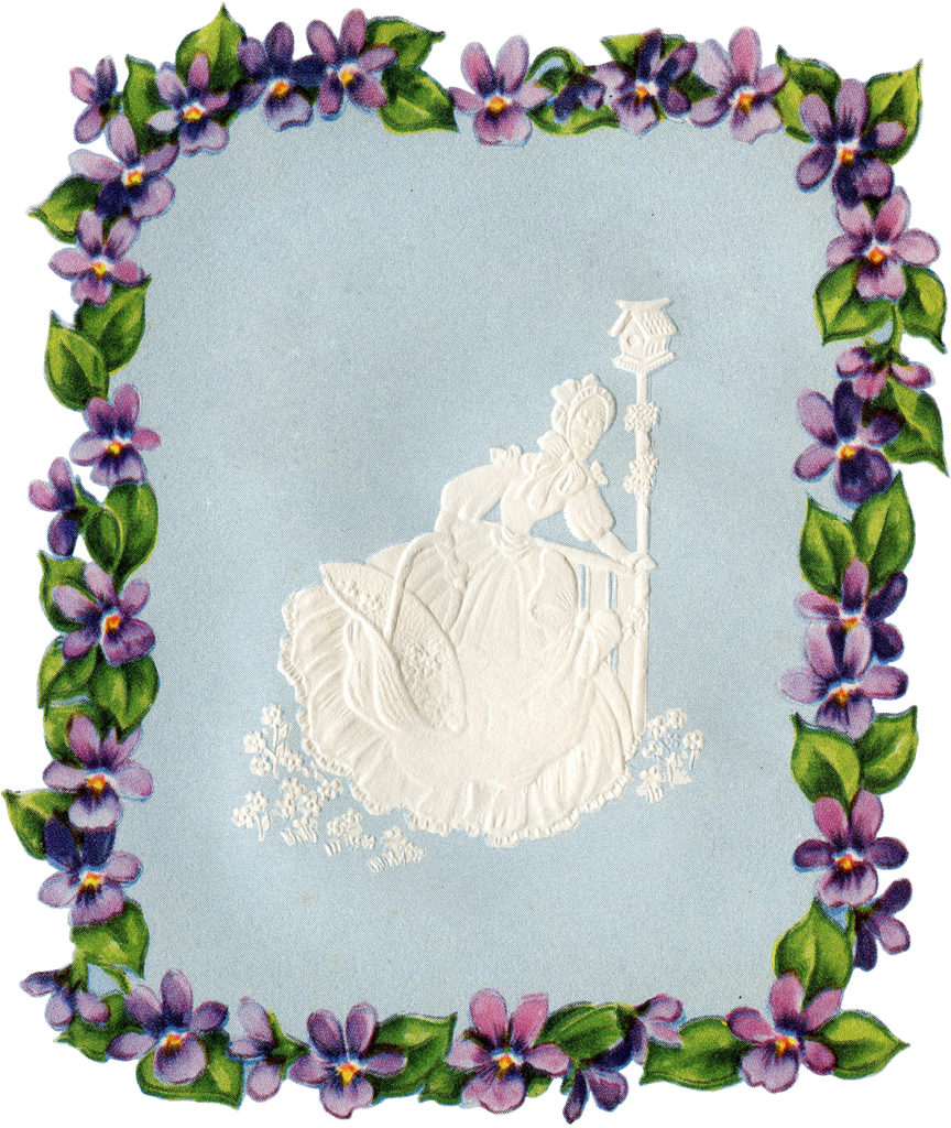 Violets Frame with Cameo