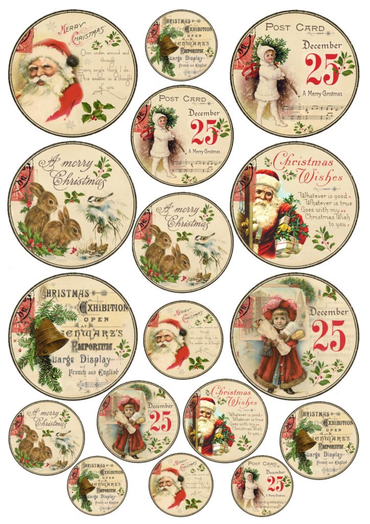 Santa Collage Paper Ornaments Printable
