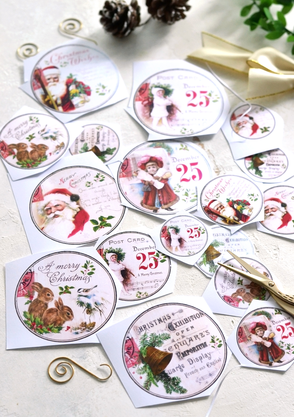 DIY Vintage Gold Christmas gift tags - free printable