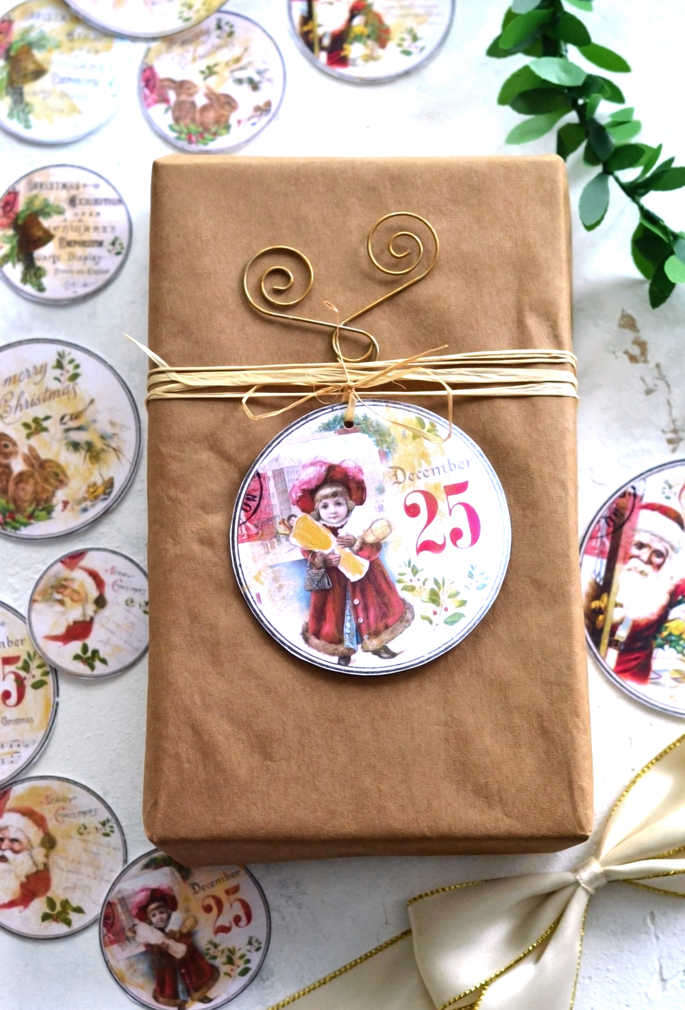 Brown paper package with Christmas Tag