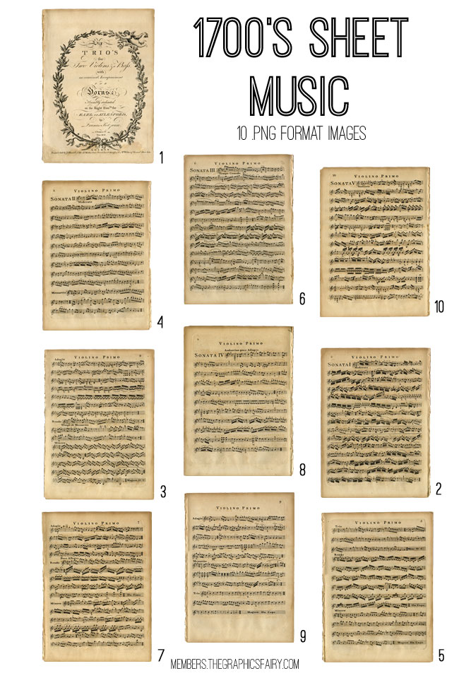 Antique Sheet Music Collage