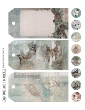 Abstract Paintings in Winter Tones collage with birds Tags