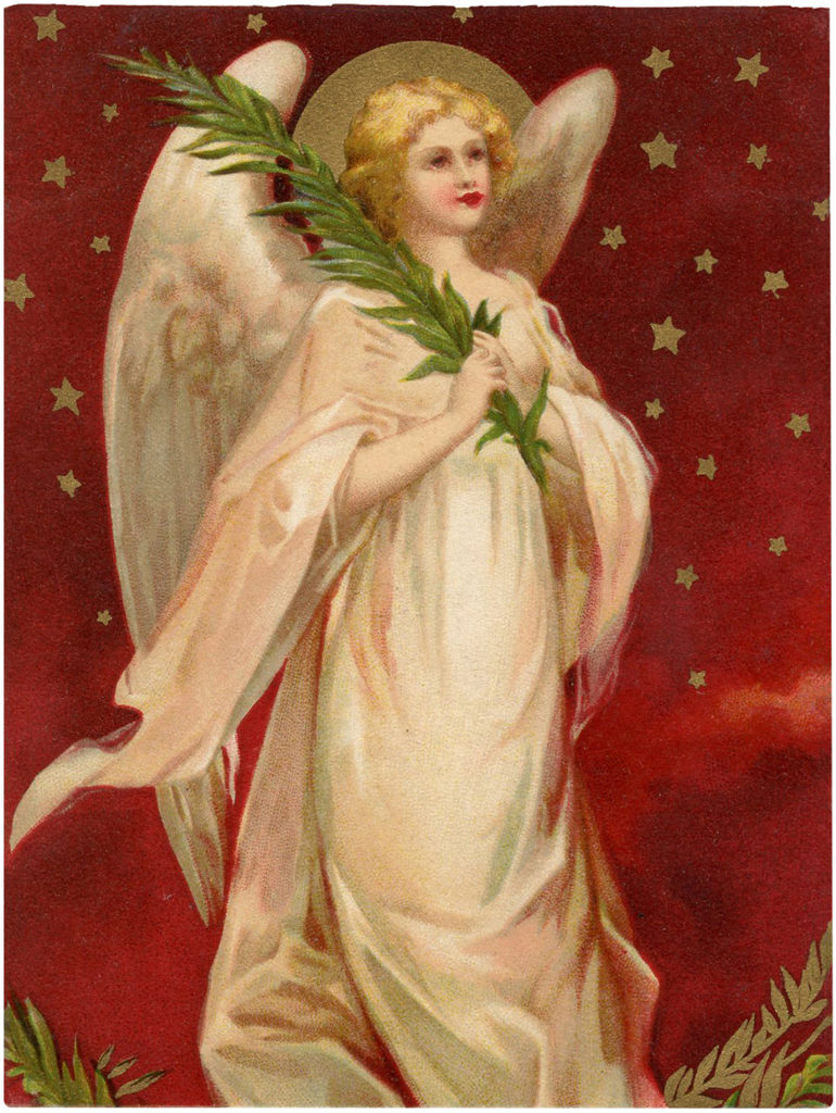 Best Christmas Angel Images Red Background Gold Stars
