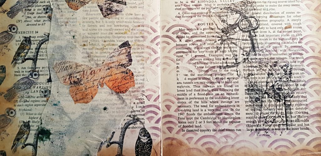 Detail of Junk Journal Spread with Image Transfer