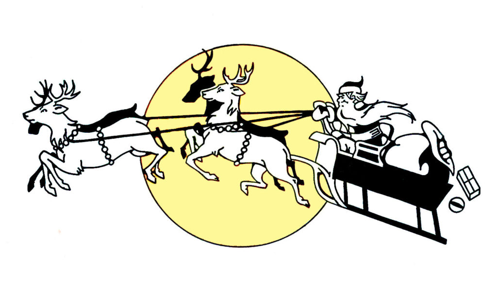 Santa Sleigh Clipart with Reindeer