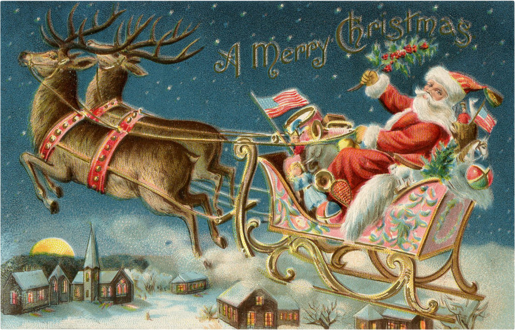 14 Santa on Sleigh Pictures! - The Graphics Fairy