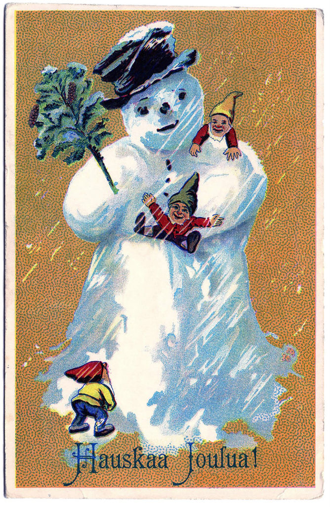 Snowman with Gnomes clipart image