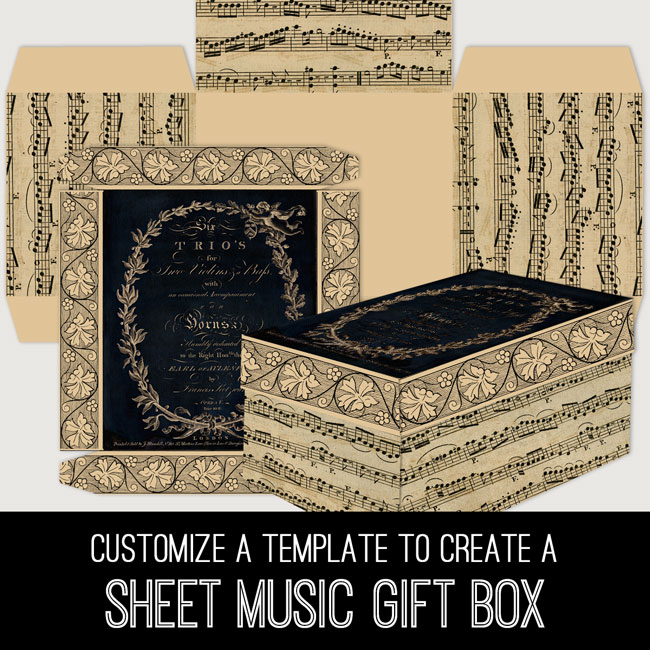 Antique Sheet Music Collage box