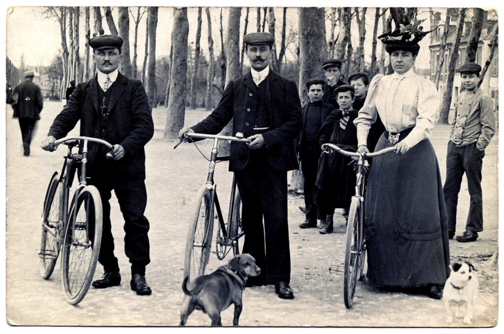 Bicycle Pictures with People and Dogs