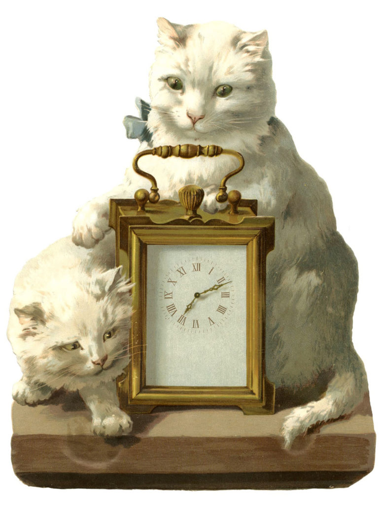 Victorian Cats with Clock