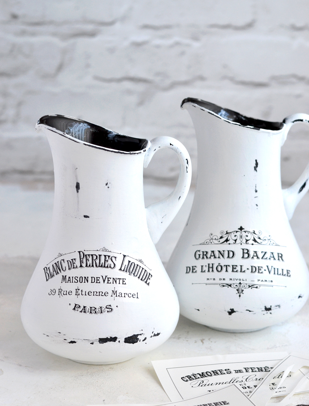 DIY Aged French Pitchers & free printable!