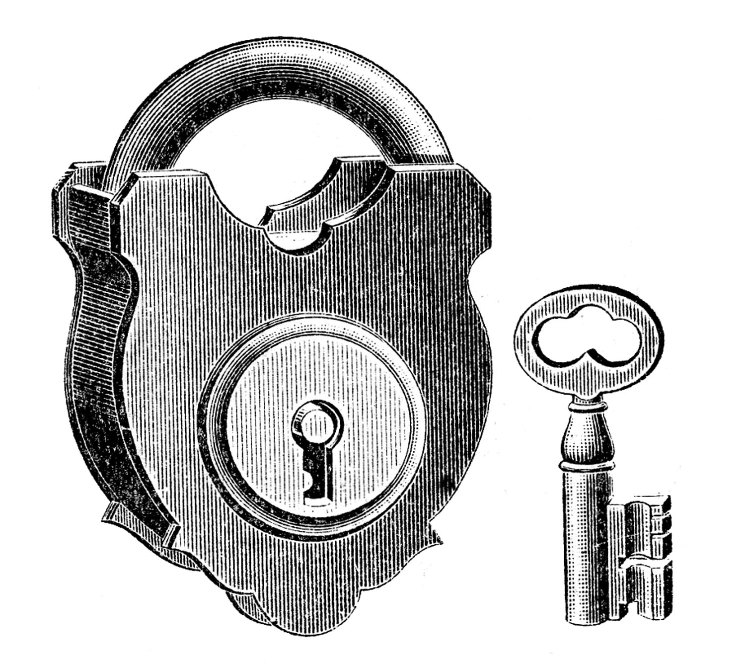 skeleton key and lock drawing