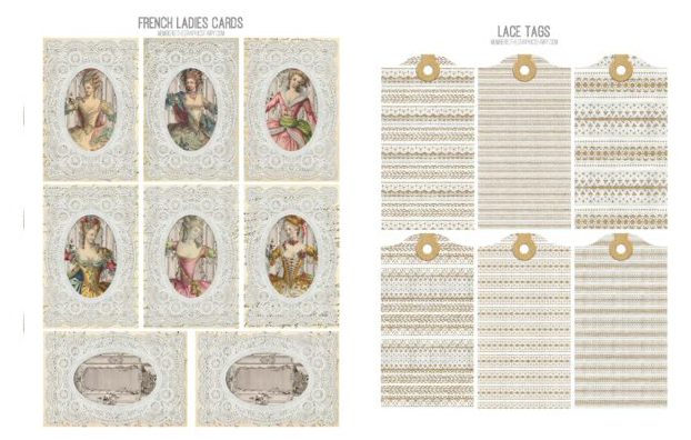 Paper lace collage tags