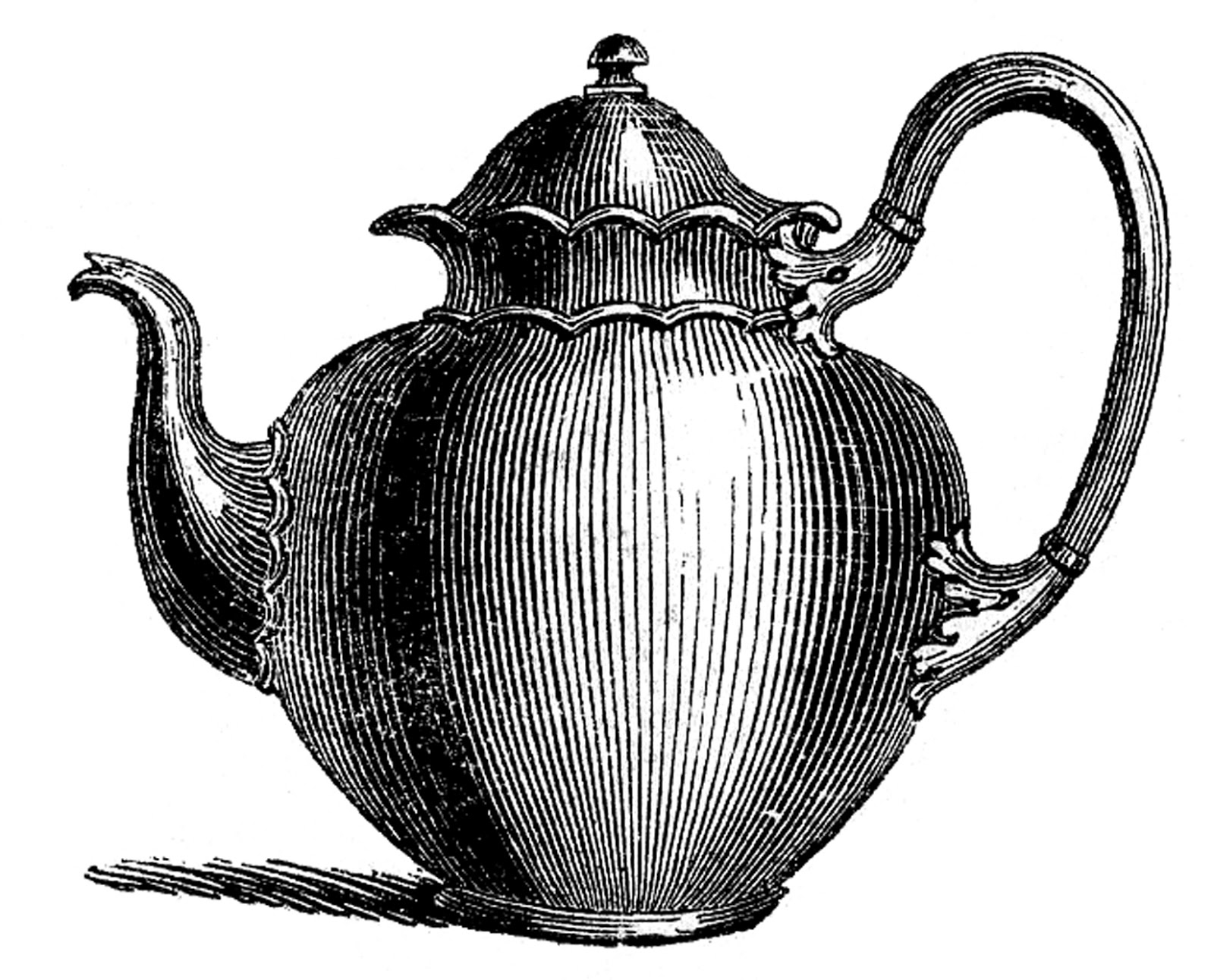 6 Vintage Teapots, Tea Kettle Clip Art, Tea Pot Clipart, Tea Pot