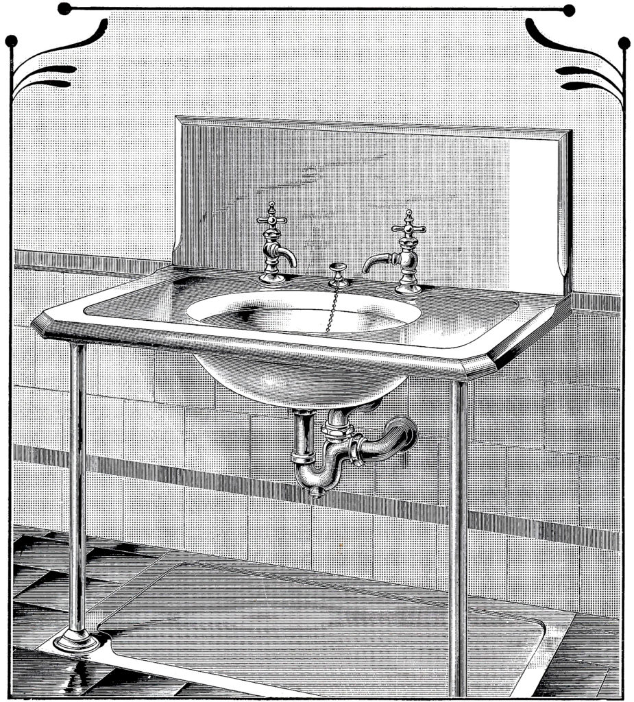 Vintage Bathroom Sink Clipart