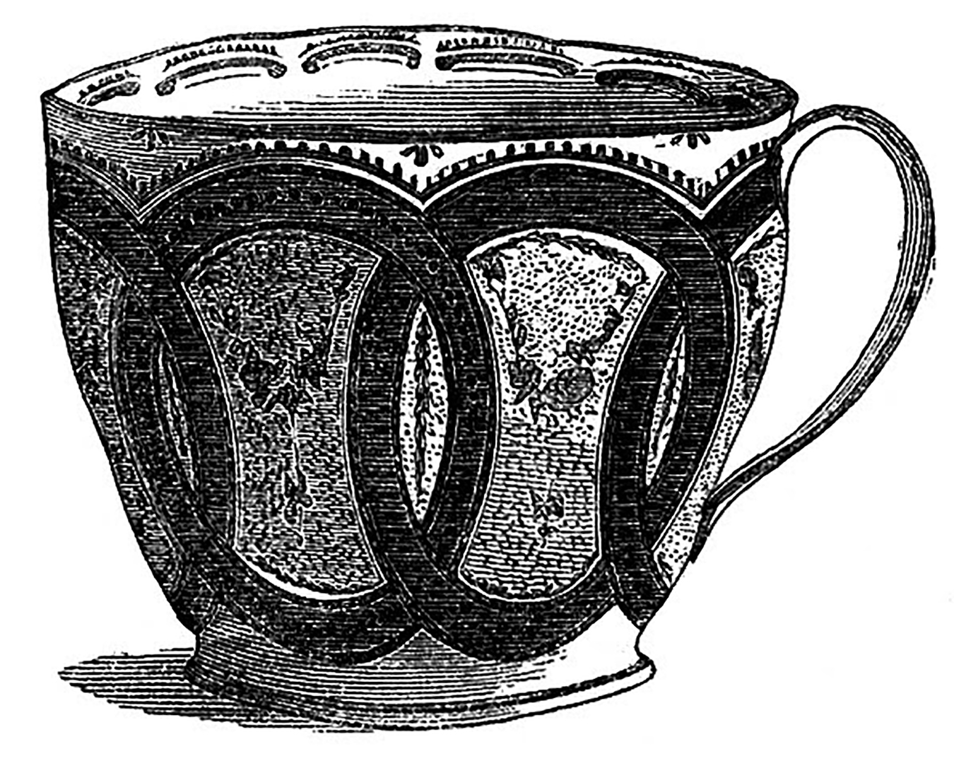 Black and White Teacup Interlocking CIrcles Picture