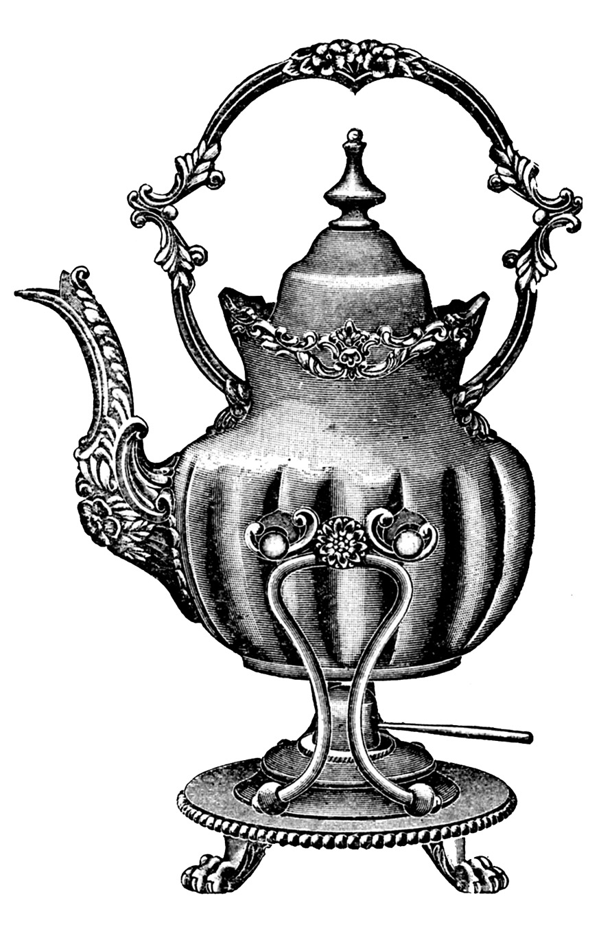 Grand VIntage Silver Teapot Clipart