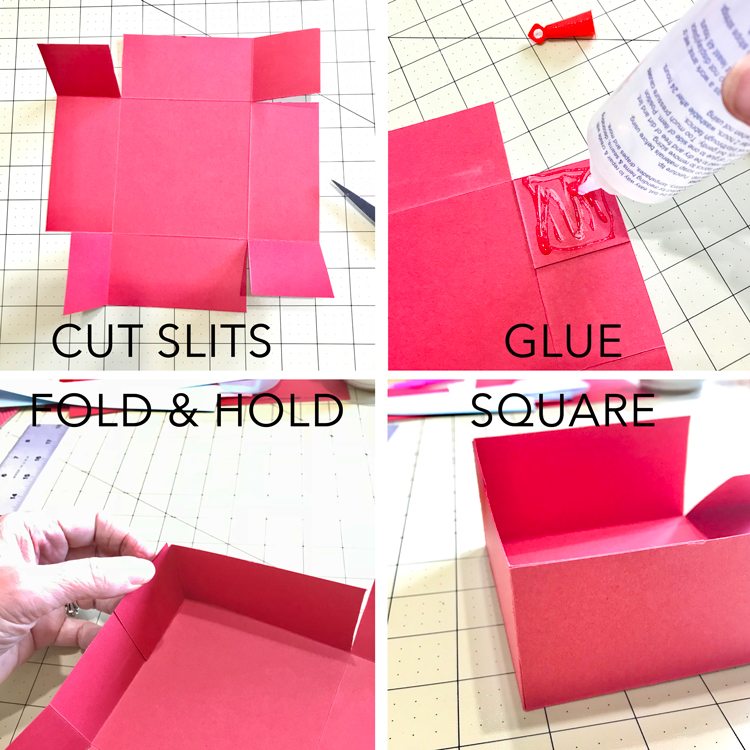 adding glue to paper box