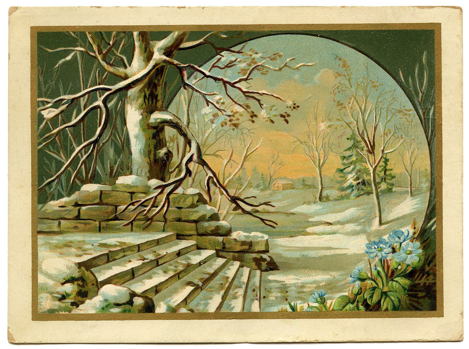Green-Vintage-Winter-Landscape-GraphicsFairy