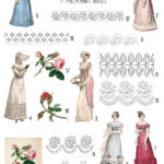 Jane Austen ladies Collage with Flowers