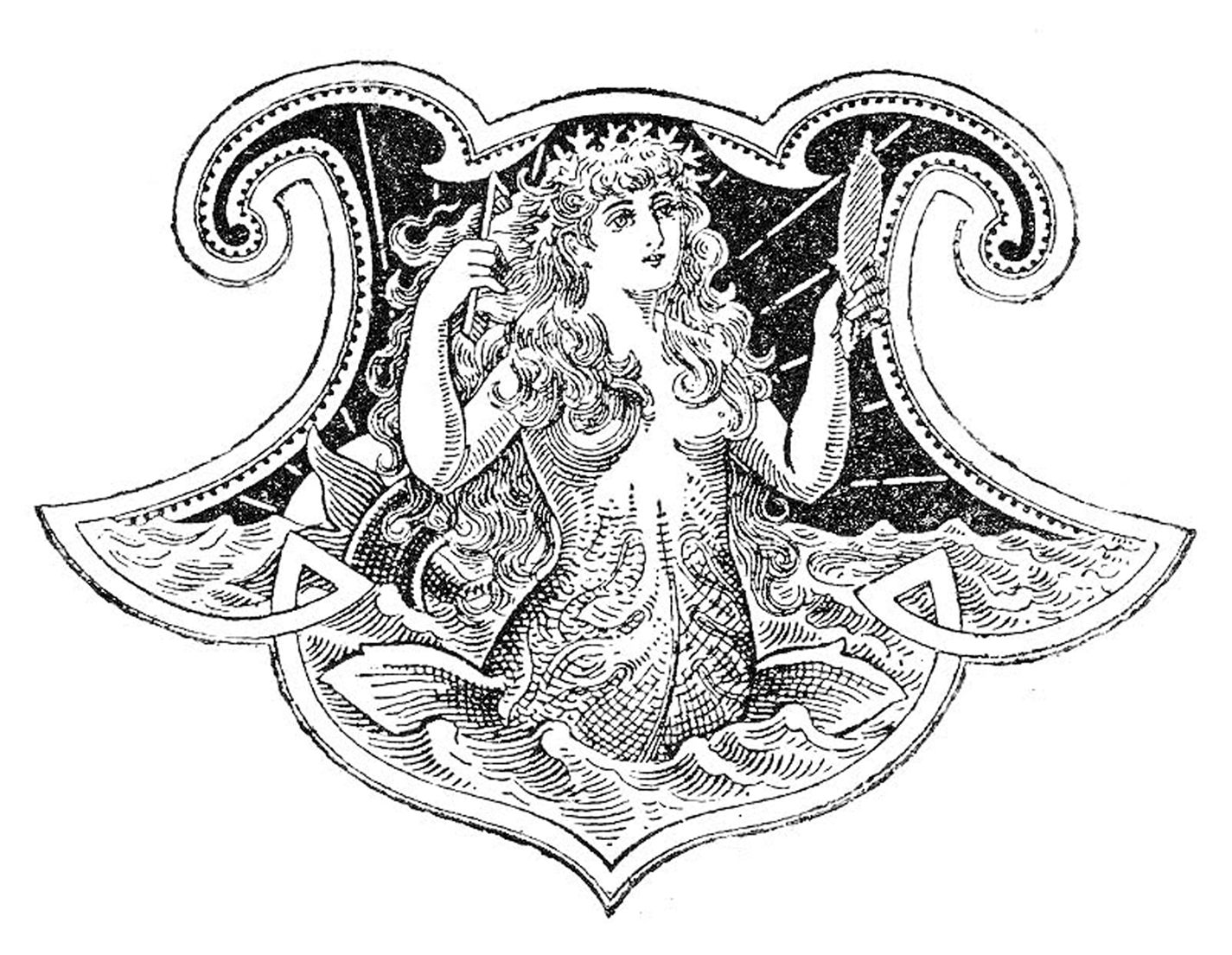 vintage mermaid clipart