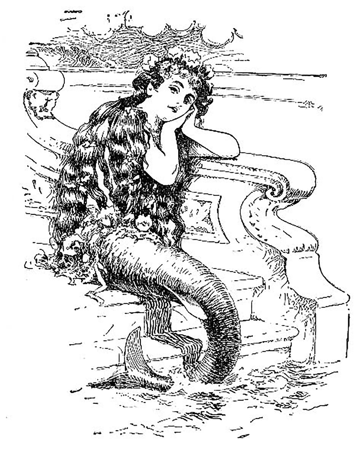 vintage mermaid clipart