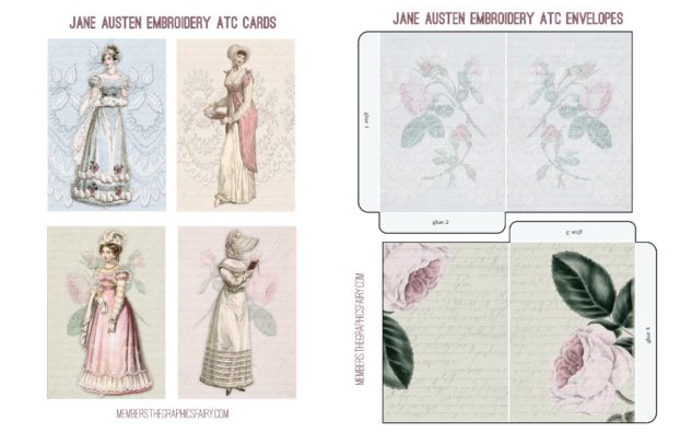 Jane Austen ladies Collage with Flowers